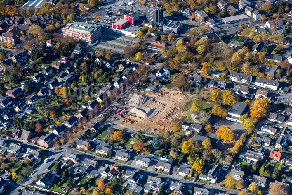 Luftaufnahme Duisburg - Baustelle Wohngebiet einer Mehrfamilienhaussiedlung Lüderitzallee in Duisburg im Bundesland Nordrhein-Westfalen, Deutschland