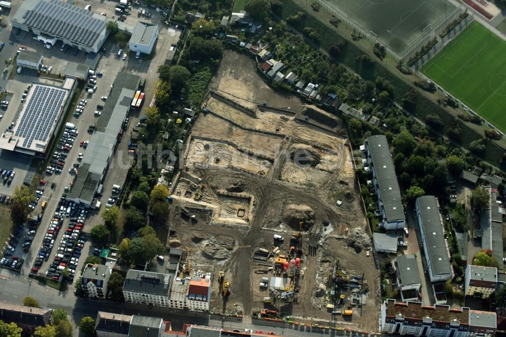 Berlin von oben - Baustelle Wohngebiet der Mehrfamilienhaussiedlung Das Lichtenhain der BUWOG Group im Ortsteil Lichtenberg in Berlin, Deutschland