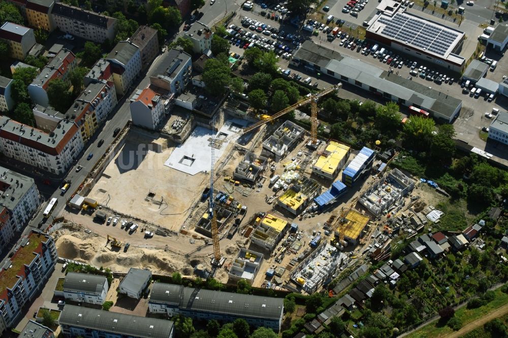 Berlin aus der Vogelperspektive: Baustelle Wohngebiet der Mehrfamilienhaussiedlung Das Lichtenhain der BUWOG Group im Ortsteil Lichtenberg in Berlin, Deutschland