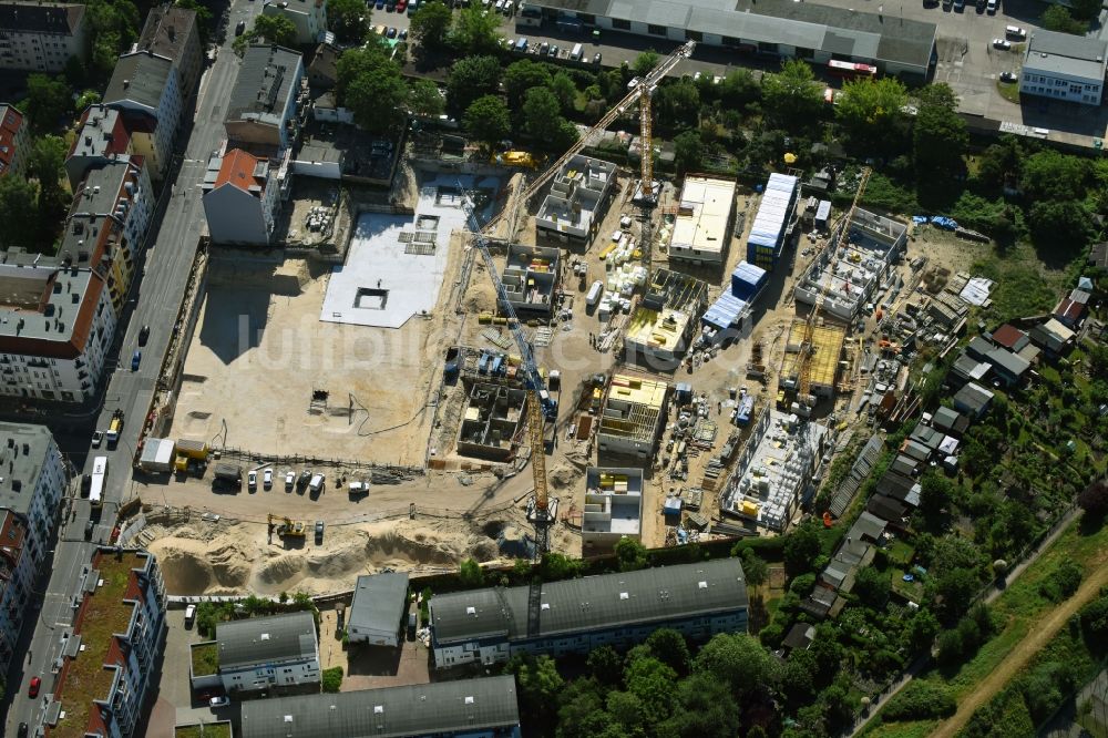 Luftbild Berlin - Baustelle Wohngebiet der Mehrfamilienhaussiedlung Das Lichtenhain der BUWOG Group im Ortsteil Lichtenberg in Berlin, Deutschland