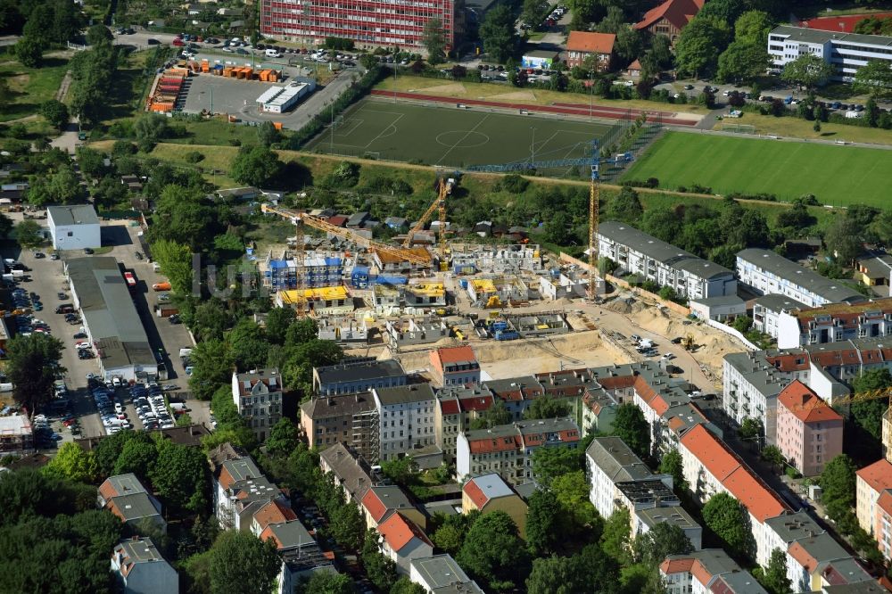 Berlin aus der Vogelperspektive: Baustelle Wohngebiet der Mehrfamilienhaussiedlung Das Lichtenhain der BUWOG Group im Ortsteil Lichtenberg in Berlin, Deutschland