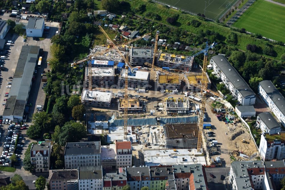 Luftbild Berlin - Baustelle Wohngebiet der Mehrfamilienhaussiedlung Das Lichtenhain der BUWOG Group im Ortsteil Lichtenberg in Berlin, Deutschland