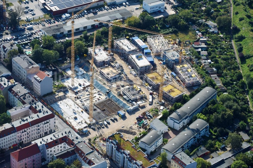 Berlin von oben - Baustelle Wohngebiet der Mehrfamilienhaussiedlung Das Lichtenhain der BUWOG Group im Ortsteil Lichtenberg in Berlin, Deutschland