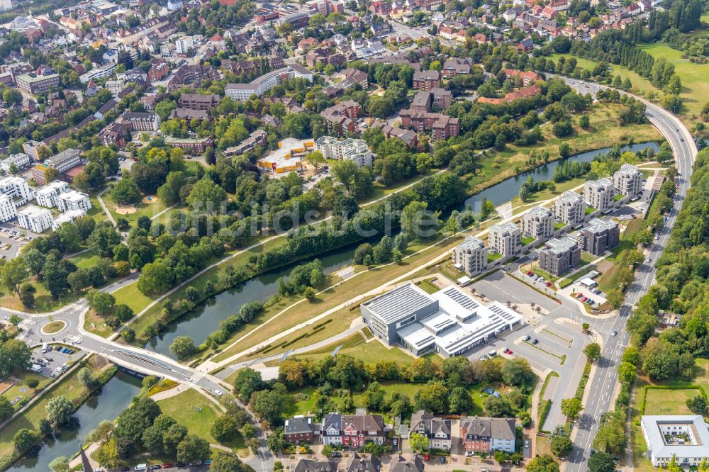 Lünen von oben - Baustelle Wohngebiet einer Mehrfamilienhaussiedlung Lippewohnpark - Wohnen am Flusspark in Lünen im Bundesland Nordrhein-Westfalen, Deutschland