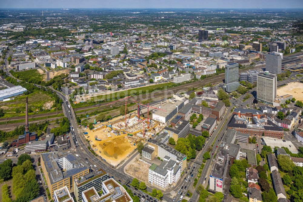 Luftbild Essen - Baustelle Wohngebiet einer Mehrfamilienhaussiedlung Literatur- Quartier in Essen im Bundesland Nordrhein-Westfalen, Deutschland