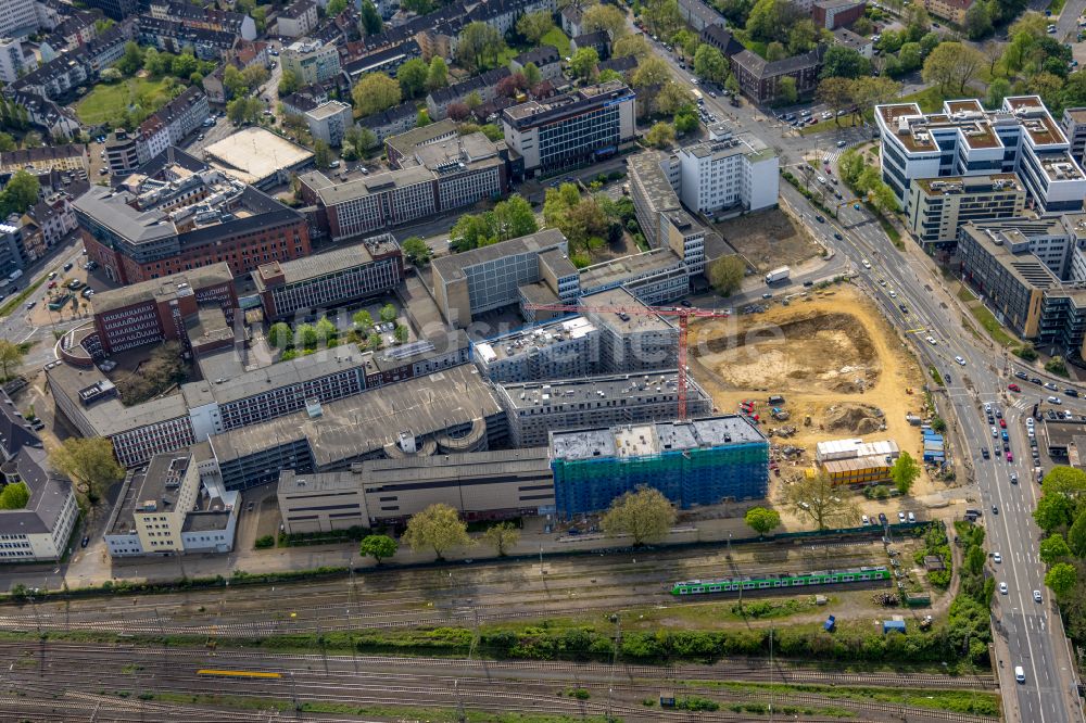 Luftbild Essen - Baustelle Wohngebiet einer Mehrfamilienhaussiedlung Literatur- Quartier in Essen im Bundesland Nordrhein-Westfalen, Deutschland