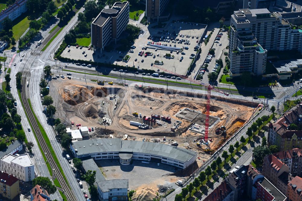 Nürnberg aus der Vogelperspektive: Baustelle Wohngebiet einer Mehrfamilienhaussiedlung Luitpoldviertel im Ortsteil Ludwigsfeld in Nürnberg im Bundesland Bayern, Deutschland