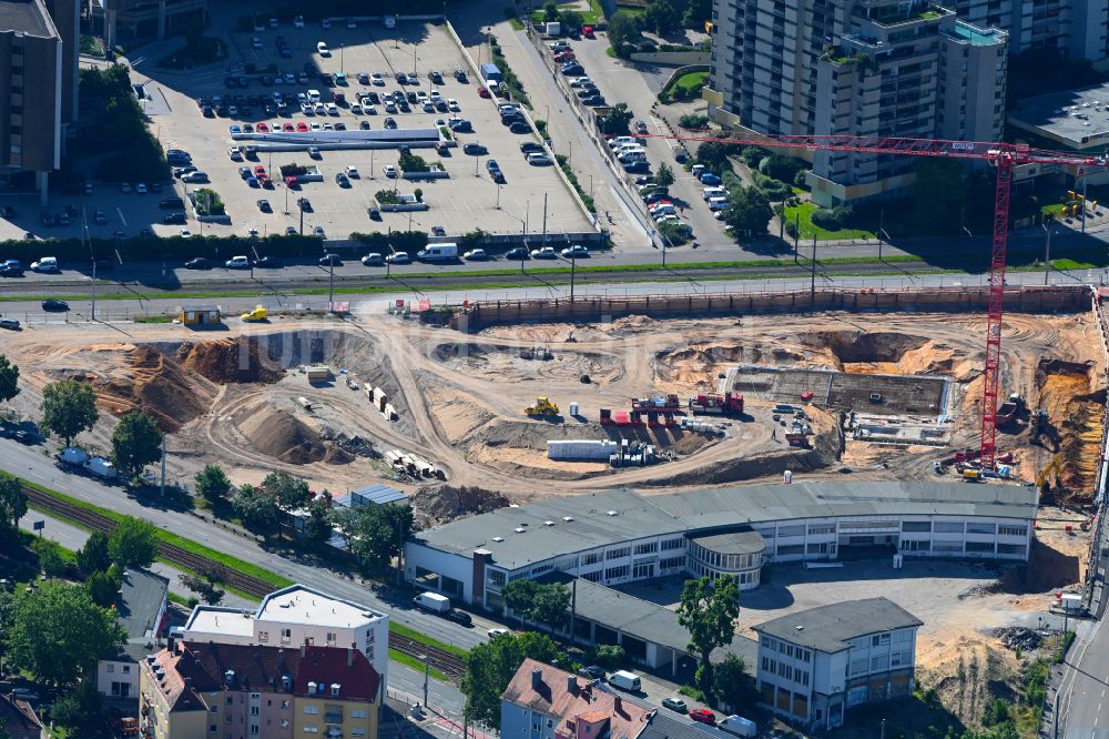 Nürnberg aus der Vogelperspektive: Baustelle Wohngebiet einer Mehrfamilienhaussiedlung Luitpoldviertel im Ortsteil Ludwigsfeld in Nürnberg im Bundesland Bayern, Deutschland