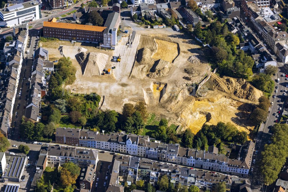 Luftaufnahme Mönchengladbach - Baustelle Wohngebiet einer Mehrfamilienhaussiedlung Maria-Hilf- Terrassen in Mönchengladbach im Bundesland Nordrhein-Westfalen, Deutschland