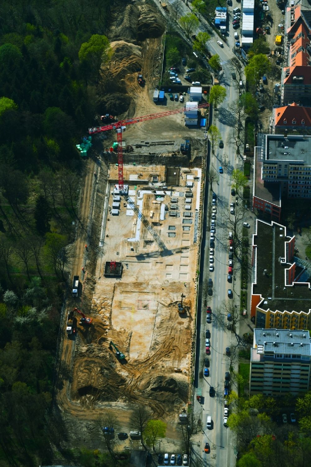 Luftaufnahme Berlin - Baustelle Wohngebiet einer Mehrfamilienhaussiedlung Mariendorfer Weg im Ortsteil Neukölln in Berlin, Deutschland