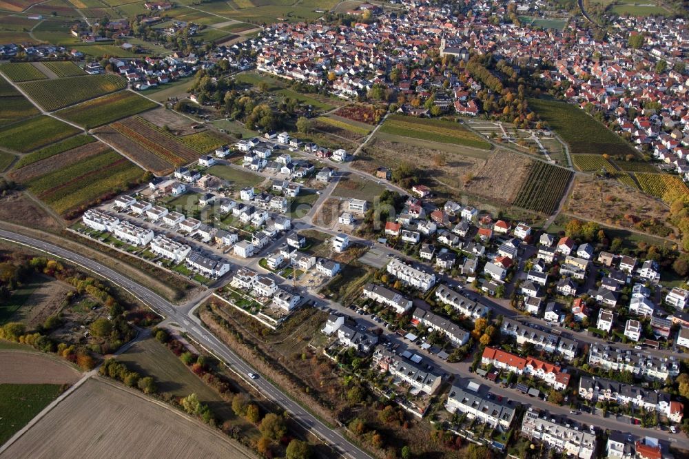 Luftbild Bodenheim - Baustelle Wohngebiet einer Mehrfamilienhaussiedlung nördlich der Rosetta Vogt Straße in Bodenheim im Bundesland Rheinland-Pfalz, Deutschland