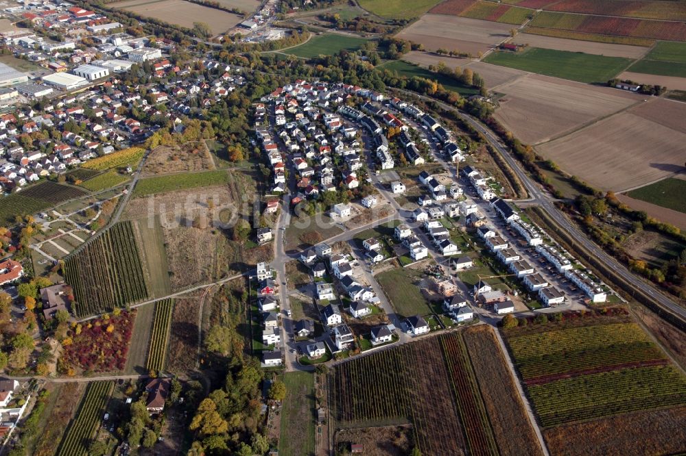 Luftbild Bodenheim - Baustelle Wohngebiet einer Mehrfamilienhaussiedlung nördlich der Rosetta Vogt Straße in Bodenheim im Bundesland Rheinland-Pfalz, Deutschland