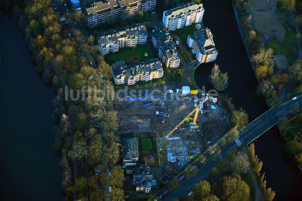 Luftaufnahme Hamburg - Baustelle Wohngebiet einer Mehrfamilienhaussiedlung im Ortsteil Eppendorf in Hamburg, Deutschland