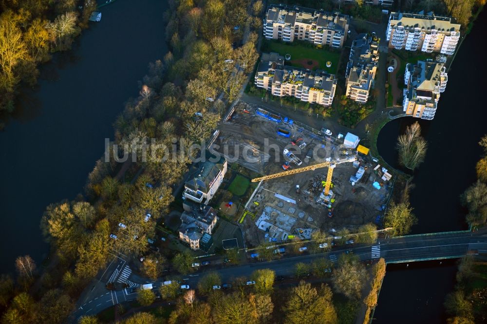 Hamburg aus der Vogelperspektive: Baustelle Wohngebiet einer Mehrfamilienhaussiedlung im Ortsteil Eppendorf in Hamburg, Deutschland