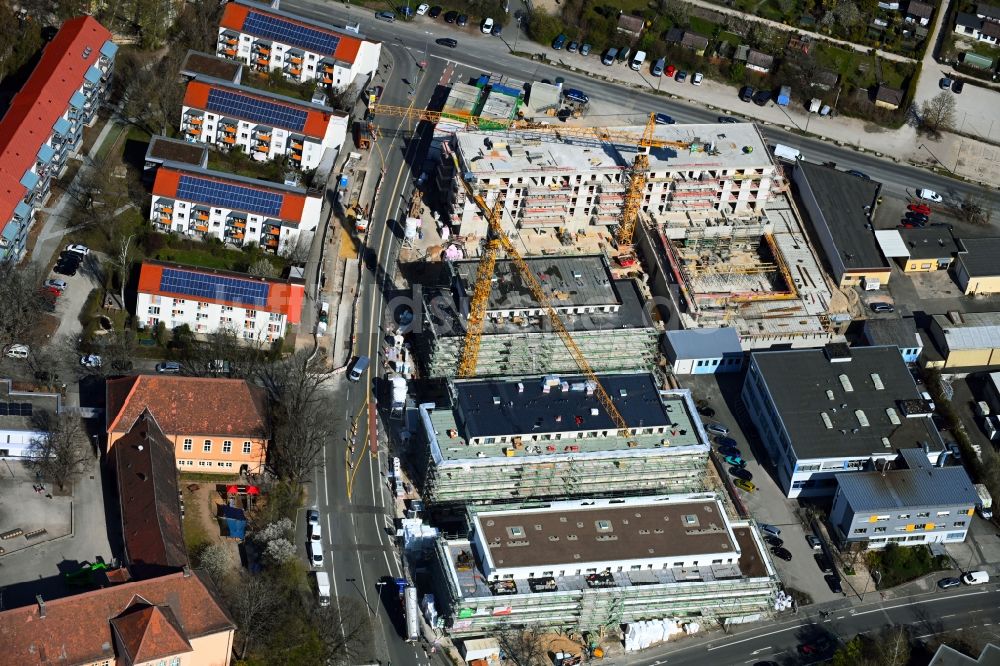 Nürnberg von oben - Baustelle Wohngebiet einer Mehrfamilienhaussiedlung im Ortsteil Erlenstegen in Nürnberg im Bundesland Bayern, Deutschland