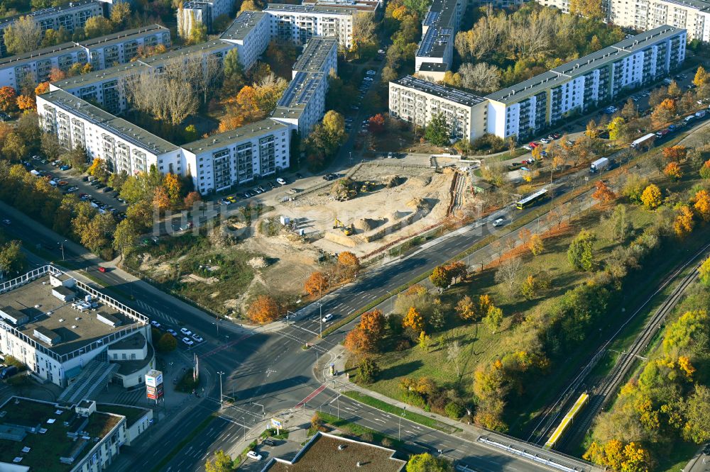 Berlin von oben - Baustelle Wohngebiet einer Mehrfamilienhaussiedlung im Ortsteil Hellersdorf in Berlin, Deutschland