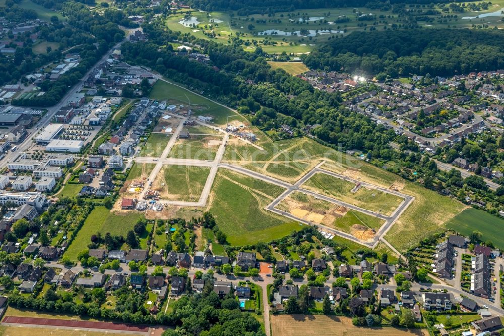 Luftbild Kamp-Lintfort - Baustelle Wohngebiet einer Mehrfamilienhaussiedlung im Ortsteil Niersenbruch in Kamp-Lintfort im Bundesland Nordrhein-Westfalen, Deutschland