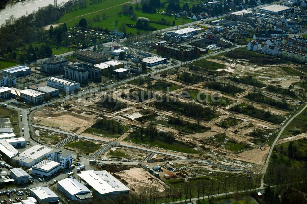 Aschaffenburg von oben - Baustelle Wohngebiet einer Mehrfamilienhaussiedlung im Ortsteil Nilkheim in Aschaffenburg im Bundesland Bayern, Deutschland