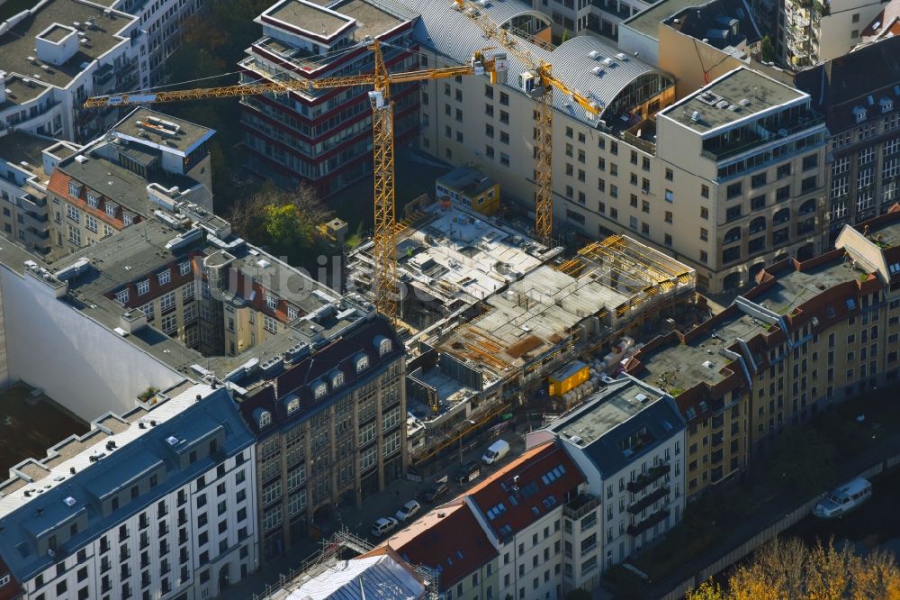 Berlin von oben - Baustelle Wohngebiet einer Mehrfamilienhaussiedlung PANDION WALL 18 an der Wallstraße im Ortsteil Mitte in Berlin, Deutschland