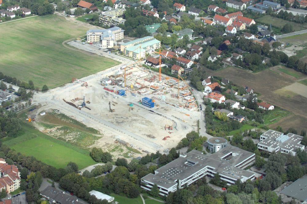 Garching bei München aus der Vogelperspektive: Baustelle Wohngebiet einer Mehrfamilienhaussiedlung Professor-Angermair-Ring Ecke Mühlfeldweg in Garching bei München im Bundesland Bayern, Deutschland