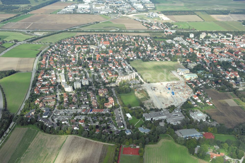 Luftbild Garching bei München - Baustelle Wohngebiet einer Mehrfamilienhaussiedlung Professor-Angermair-Ring Ecke Mühlfeldweg in Garching bei München im Bundesland Bayern, Deutschland