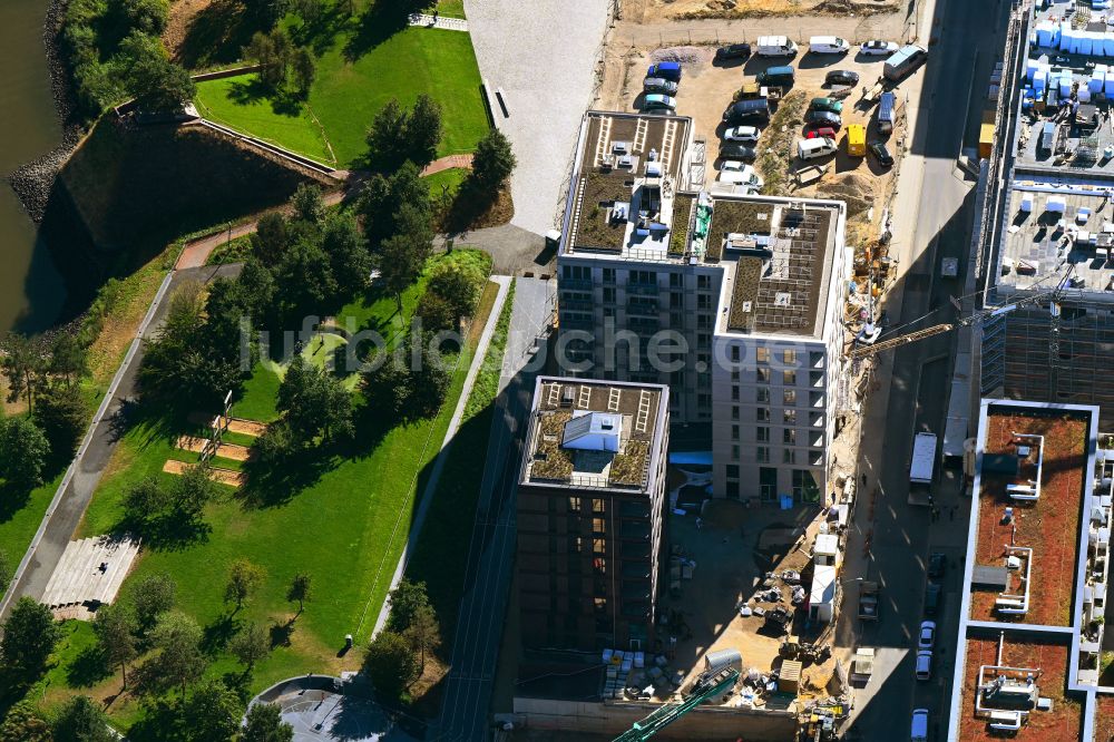 Luftaufnahme Hamburg - Baustelle Wohngebiet einer Mehrfamilienhaussiedlung Quartier am Braakenhafen in Hamburg, Deutschland