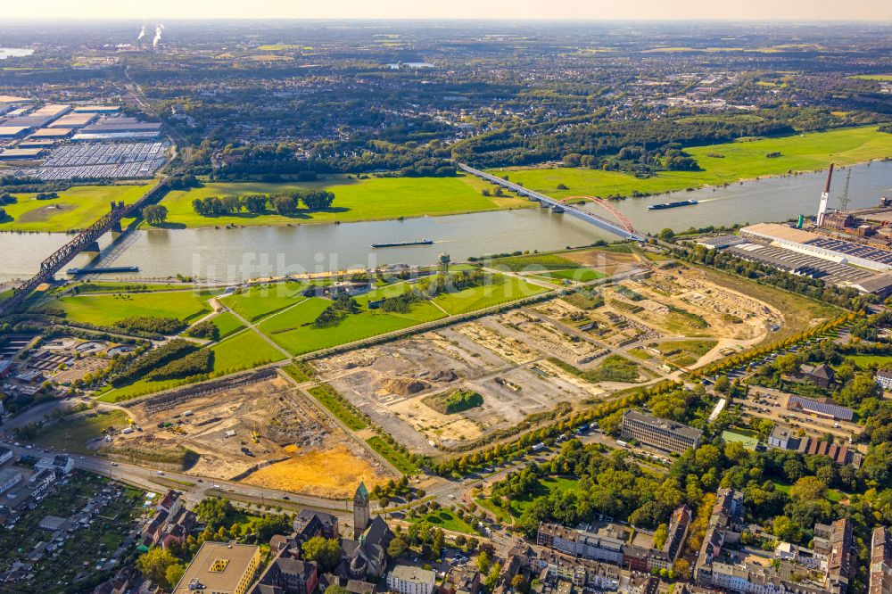 Luftbild Duisburg - Baustelle Wohngebiet einer Mehrfamilienhaussiedlung RheinOrt in Duisburg im Bundesland Nordrhein-Westfalen, Deutschland