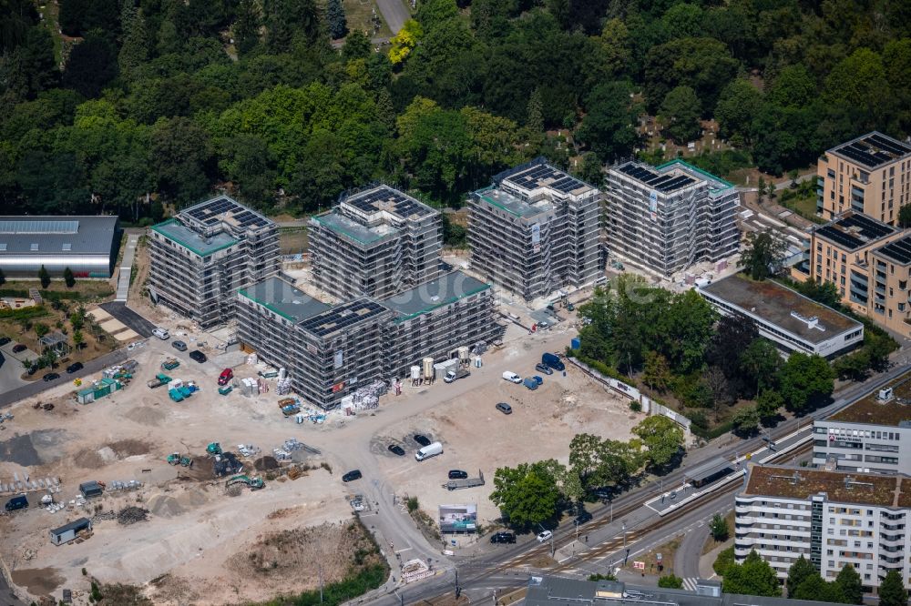 Luftbild Stuttgart - Baustelle Wohngebiet einer Mehrfamilienhaussiedlung Rosensteinquartier entlang der Nordbahnhofstraße - Friedhofstraße im Ortsteil Am Pragfriedhof in Stuttgart im Bundesland Baden-Württemberg, Deutschland