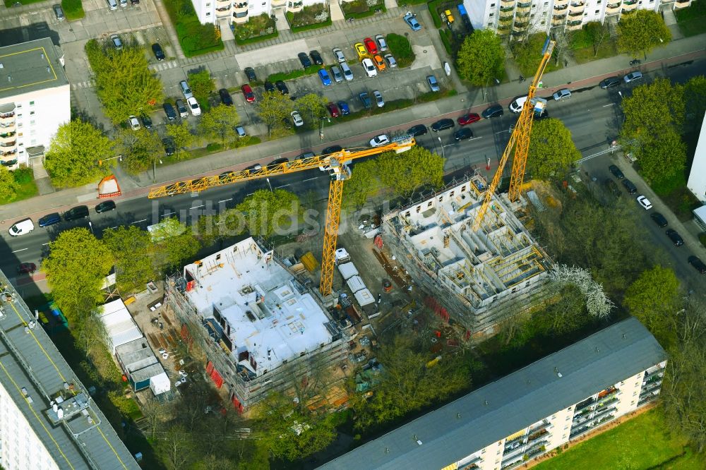 Berlin von oben - Baustelle Wohngebiet einer Mehrfamilienhaussiedlung Sewanstraße - Salzmannstraße - Huronseestraße im Ortsteil Lichtenberg in Berlin, Deutschland