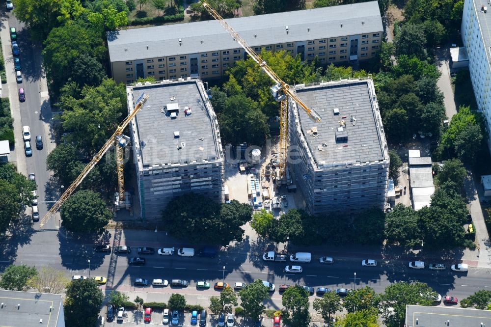 Luftaufnahme Berlin - Baustelle Wohngebiet einer Mehrfamilienhaussiedlung Sewanstraße - Salzmannstraße - Huronseestraße im Ortsteil Lichtenberg in Berlin, Deutschland