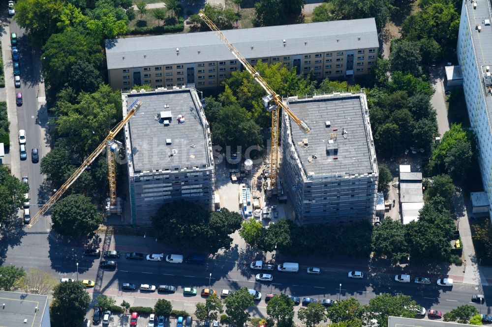 Berlin von oben - Baustelle Wohngebiet einer Mehrfamilienhaussiedlung Sewanstraße - Salzmannstraße - Huronseestraße im Ortsteil Lichtenberg in Berlin, Deutschland