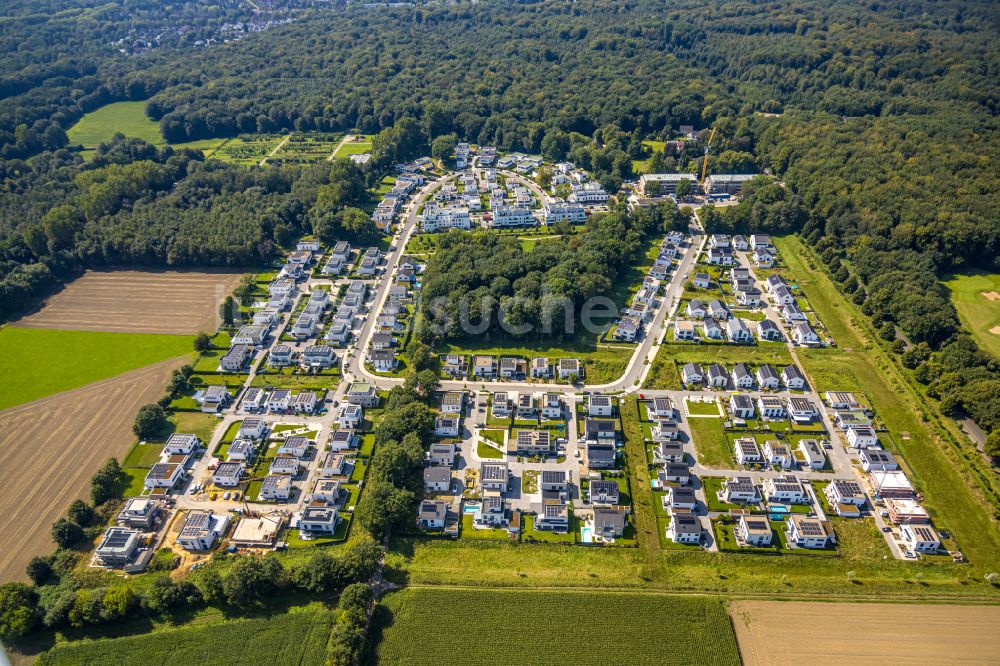 Luftaufnahme Gelsenkirchen - Baustelle Wohngebiet einer Mehrfamilienhaussiedlung Im Waldquartier in Gelsenkirchen im Bundesland Nordrhein-Westfalen, Deutschland