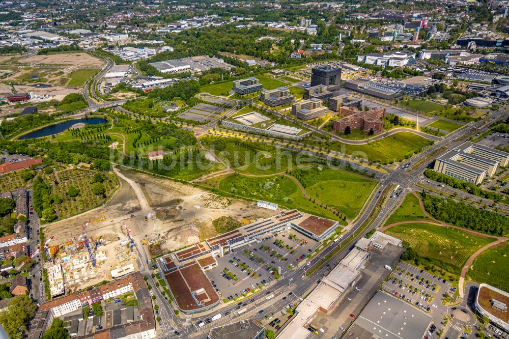 Luftaufnahme Essen - Baustelle Wohngebiet einer Mehrfamilienhaussiedlung Wohnen am Krupp-Park im Ortsteil Westviertel in Essen im Bundesland Nordrhein-Westfalen, Deutschland