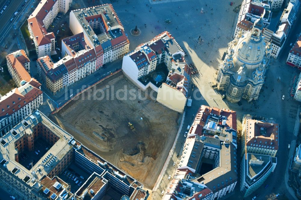 Dresden aus der Vogelperspektive: Baustelle Wohngebiet Quartier Hoym in Dresden im Bundesland Sachsen, Deutschland