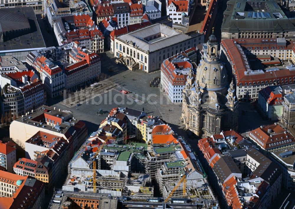 Luftbild Dresden - Baustelle Wohngebiet Quartier Hoym in Dresden im Bundesland Sachsen, Deutschland