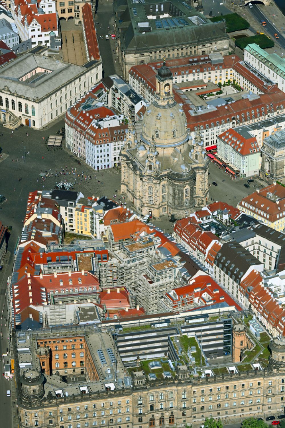 Luftaufnahme Dresden - Baustelle Wohngebiet Quartier Hoym in Dresden im Bundesland Sachsen, Deutschland