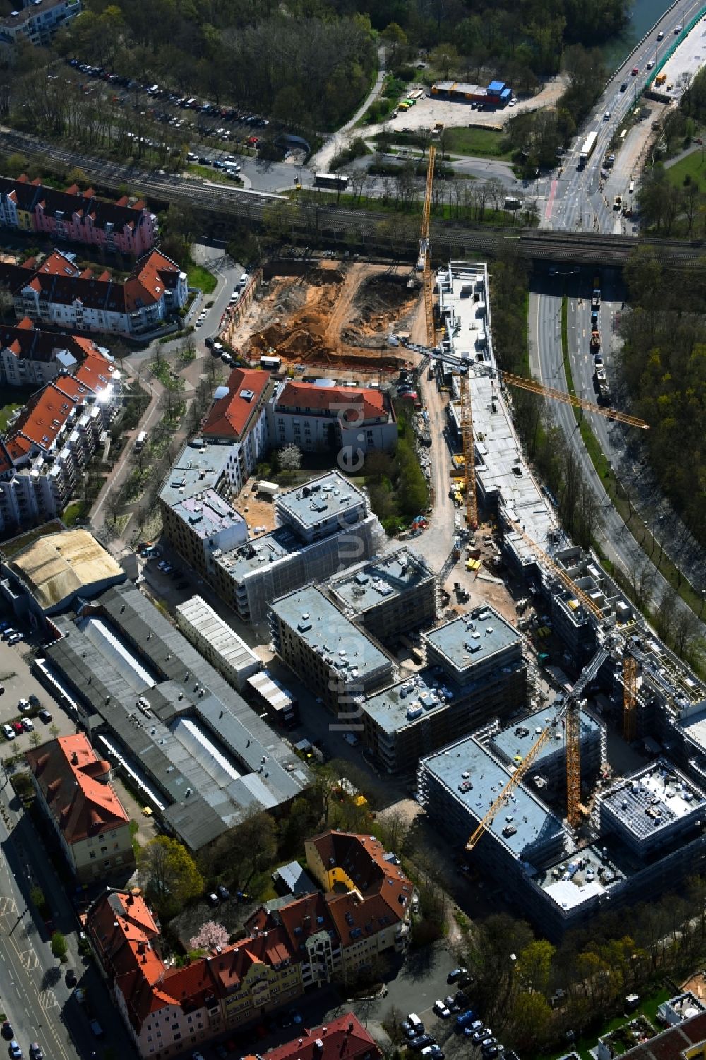 Nürnberg aus der Vogelperspektive: Baustelle Wohngebiet Quartier Tafel im Ortsteil Sankt Jobst in Nürnberg im Bundesland Bayern, Deutschland