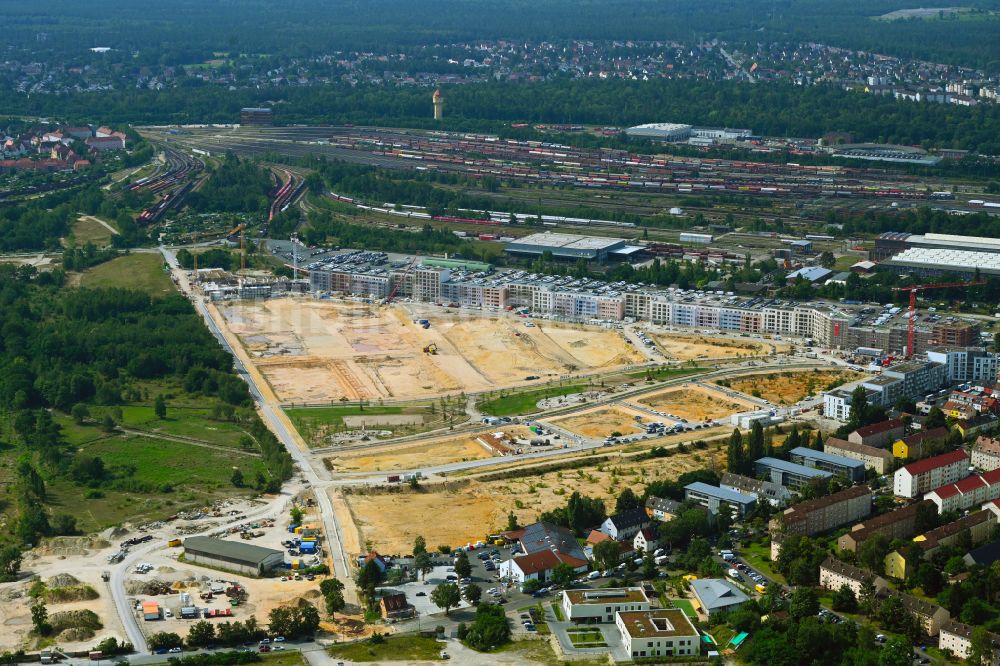 Luftbild Nürnberg - Baustelle Wohngebiet Stadtquartier Lichtenreuth im Ortsteil Rangierbahnhof in Nürnberg im Bundesland Bayern, Deutschland