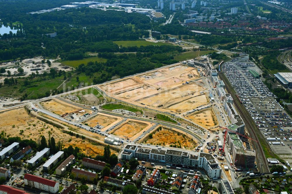 Luftaufnahme Nürnberg - Baustelle Wohngebiet Stadtquartier Lichtenreuth im Ortsteil Rangierbahnhof in Nürnberg im Bundesland Bayern, Deutschland