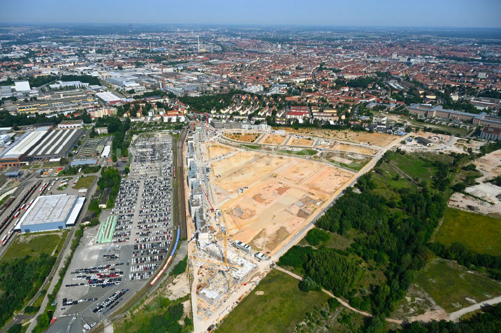 Luftaufnahme Nürnberg - Baustelle Wohngebiet Stadtquartier Lichtenreuth im Ortsteil Rangierbahnhof in Nürnberg im Bundesland Bayern, Deutschland