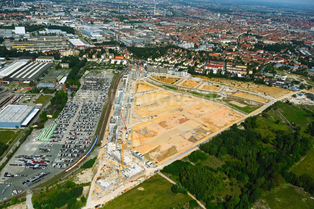 Nürnberg von oben - Baustelle Wohngebiet Stadtquartier Lichtenreuth im Ortsteil Rangierbahnhof in Nürnberg im Bundesland Bayern, Deutschland