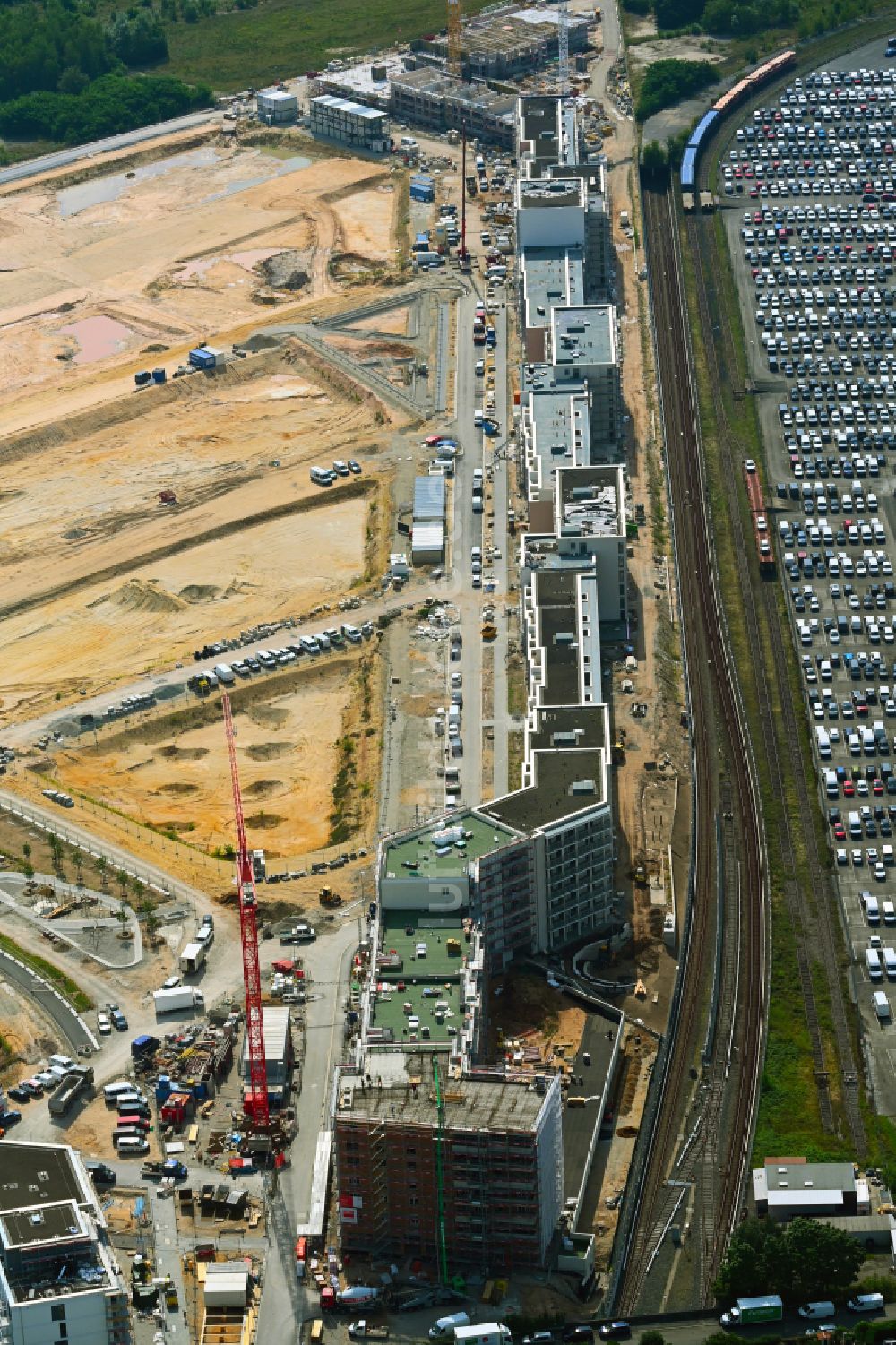 Nürnberg von oben - Baustelle Wohngebiet Stadtquartier Lichtenreuth im Ortsteil Rangierbahnhof in Nürnberg im Bundesland Bayern, Deutschland