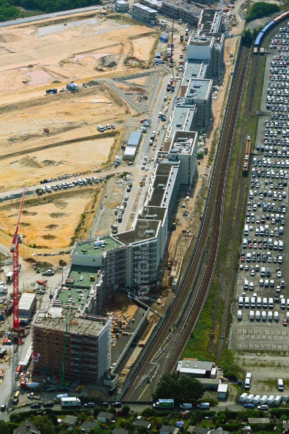 Nürnberg aus der Vogelperspektive: Baustelle Wohngebiet Stadtquartier Lichtenreuth im Ortsteil Rangierbahnhof in Nürnberg im Bundesland Bayern, Deutschland