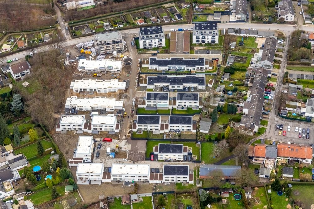 Gladbeck aus der Vogelperspektive: Baustelle eines Wohngebiets mit Mehrfamilienhäusern und Einfamilienhäusern im Ortsteil Brauck-Rosenhügel in Gladbeck im Bundesland Nordrhein-Westfalen, Deutschland