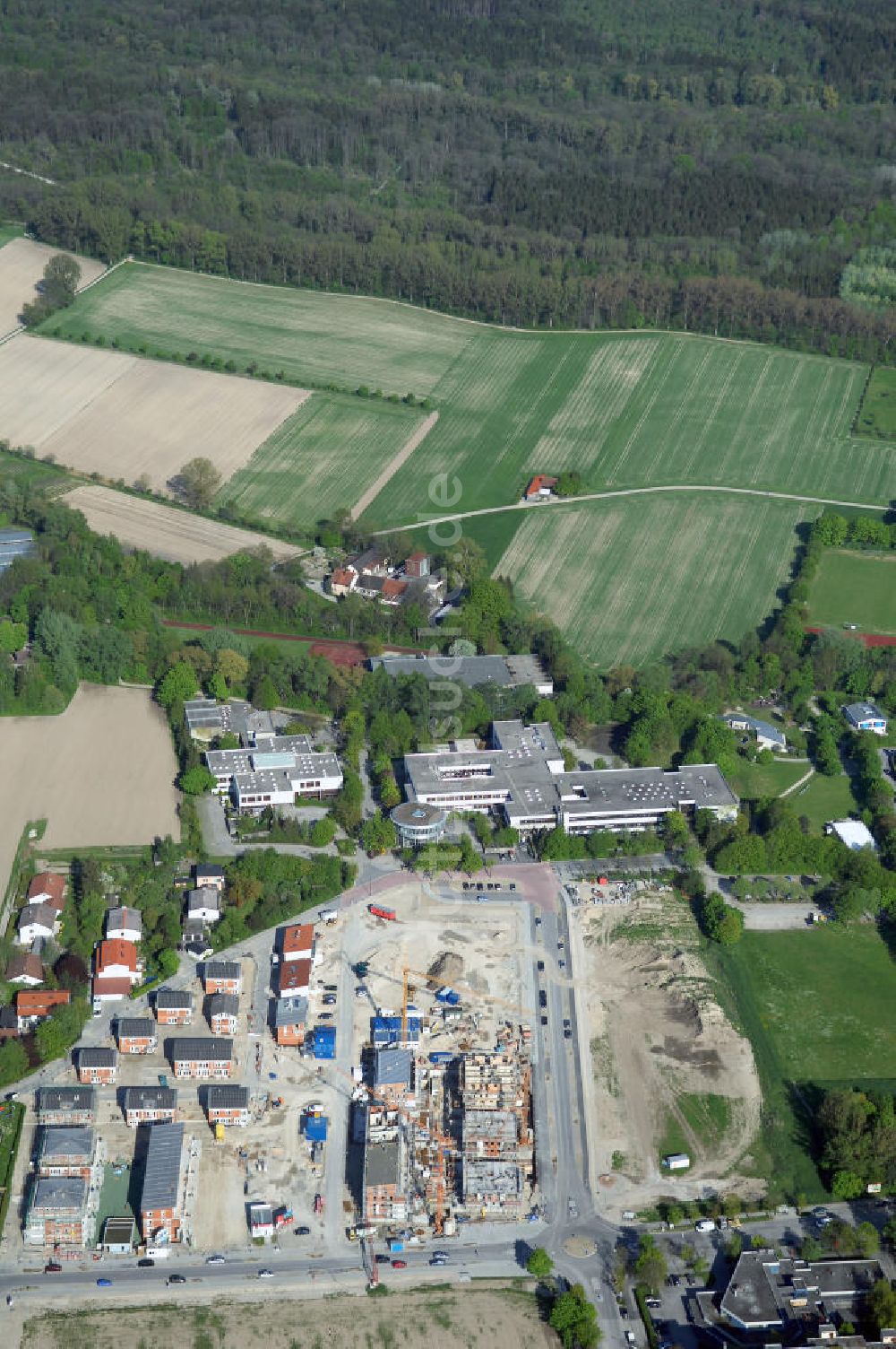 Garching von oben - Baustelle des Wohnneubaugebietes Garching der Concept Bau - Premier GmbH