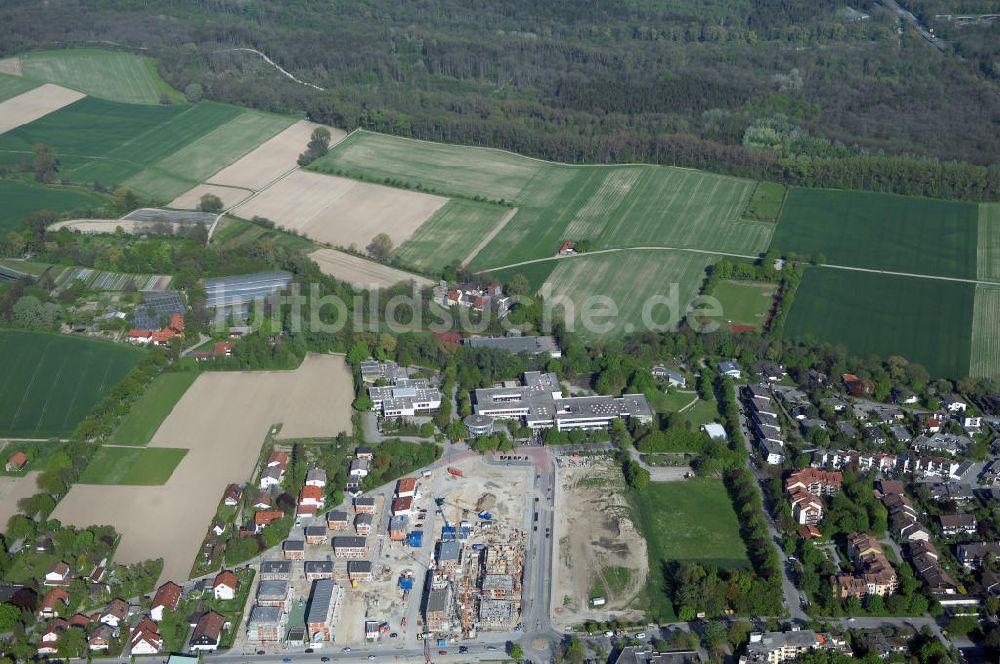 Garching aus der Vogelperspektive: Baustelle des Wohnneubaugebietes Garching der Concept Bau - Premier GmbH