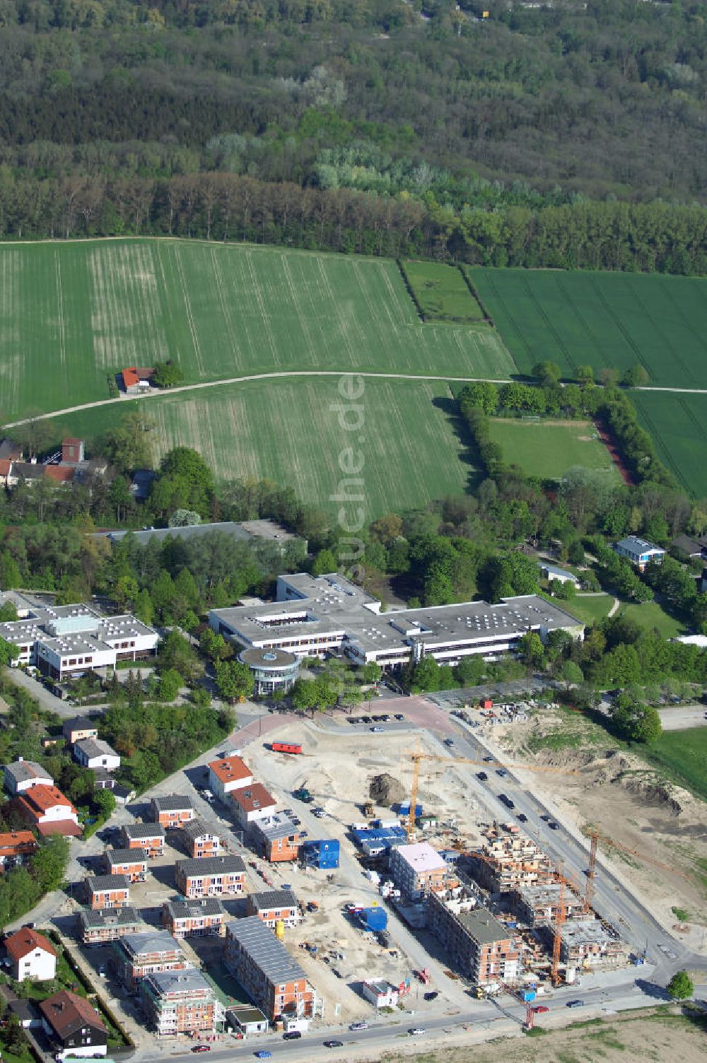 Garching von oben - Baustelle des Wohnneubaugebietes Garching der Concept Bau - Premier GmbH