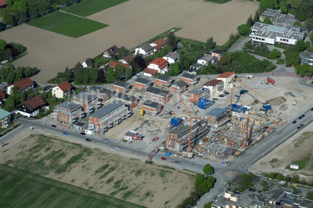 Garching aus der Vogelperspektive: Baustelle des Wohnneubaugebietes Garching der Concept Bau - Premier GmbH