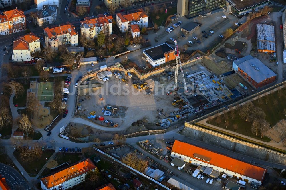 Erfurt aus der Vogelperspektive: Baustelle des WohnProjekt Andreas Gärten am Petersberg im Ortsteil Altstadt in Erfurt im Bundesland Thüringen, Deutschland