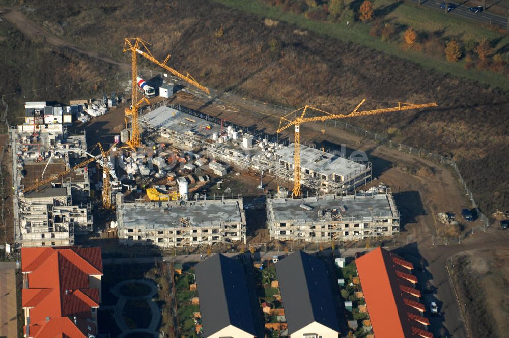 Hönow von oben - Baustelle Wohnungsneubau in Hönow